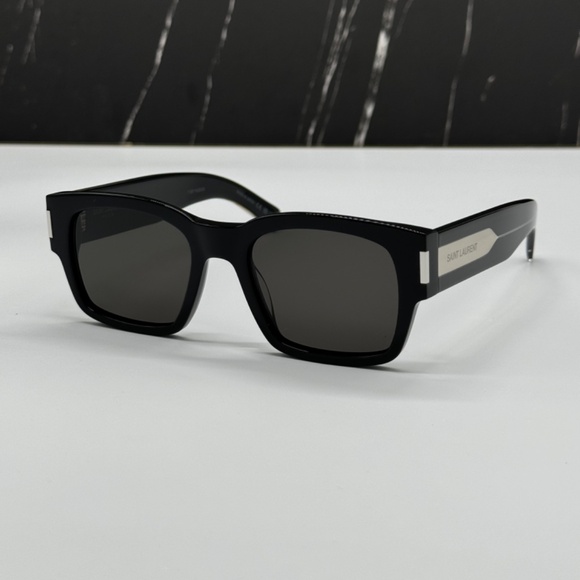 NEW SL617 001 SAINT LAURENT SQUARE SL 617 001 BLACK UNISEX SUNGLASSES - Picture 2 of 11